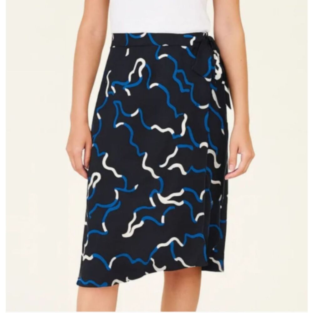 Diane von Furstenberg Silk Abstract Printed Knee Length Skirt Size 2